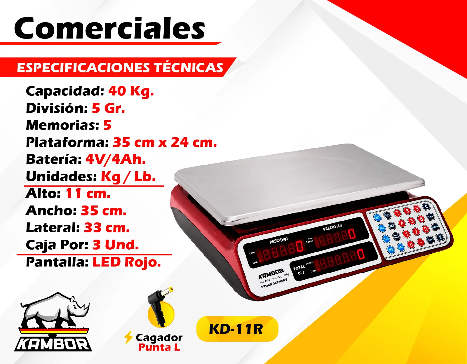 Balanza comercial 40 kg KD-11R — imagen 2
