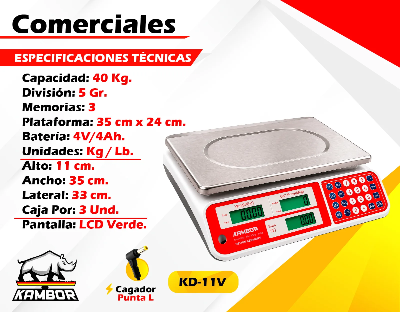 Balanza Comercial 40 kg KD-11V — imagen 2