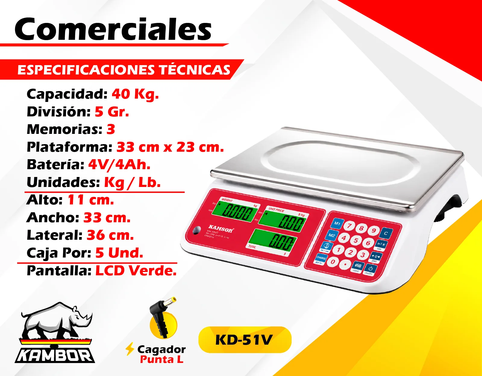 Balanza Comercial 30 Kg KD-51V — imagen 2
