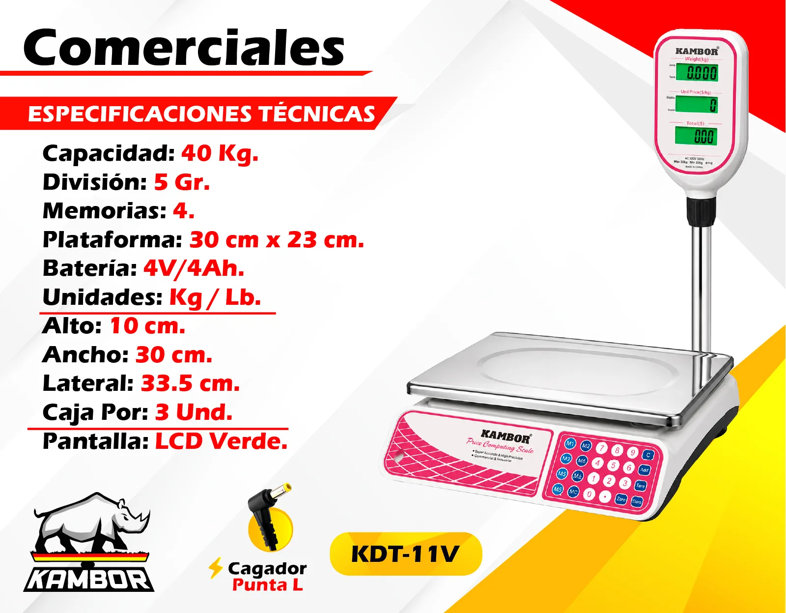 Balanza Comercial 30 kg KDT-11V — imagen 2