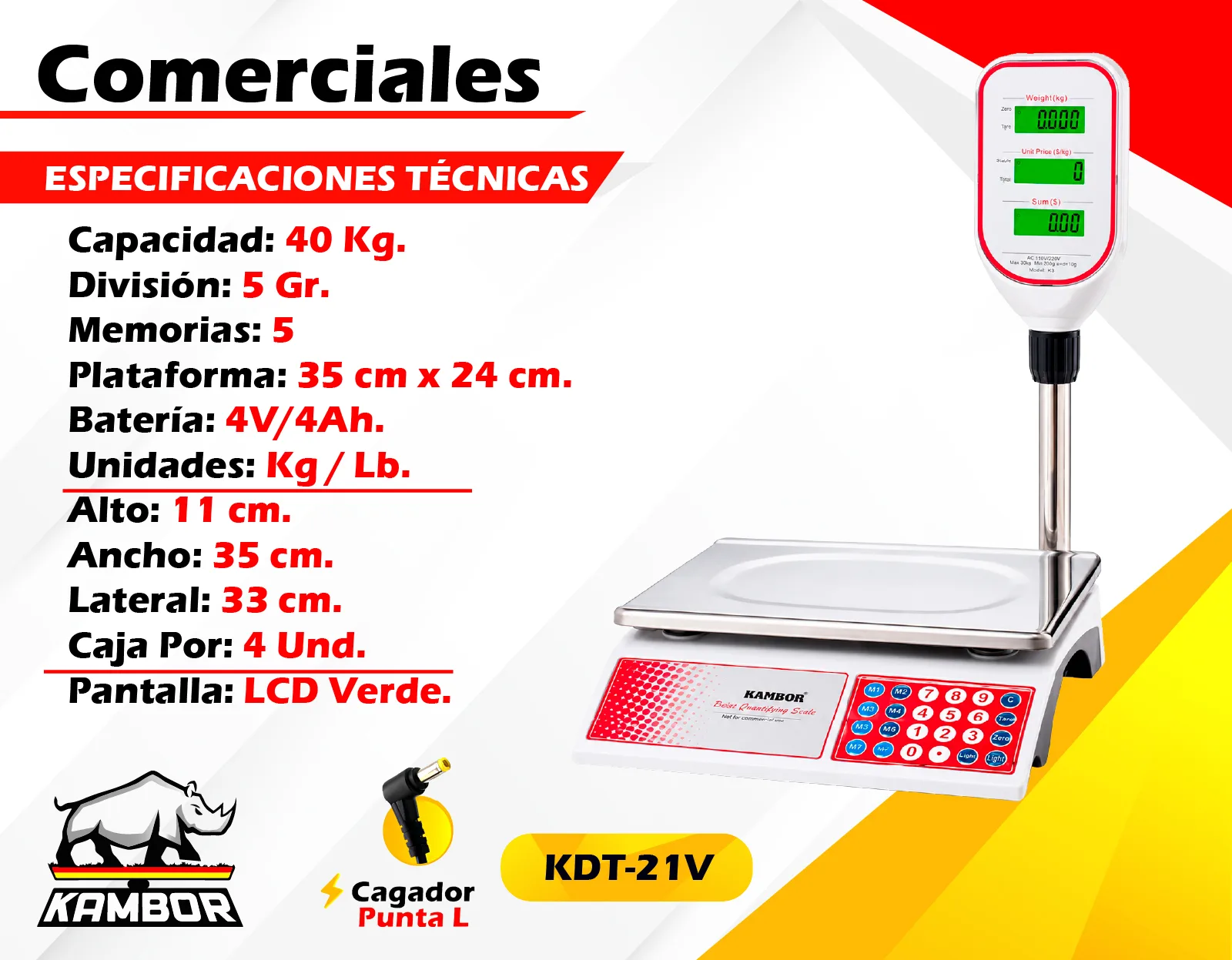 Balanza Comercial 40 kg KDT-21 — imagen 2