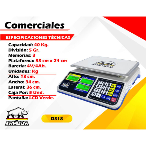 balanza comercial digital Kambor D318 40 kg