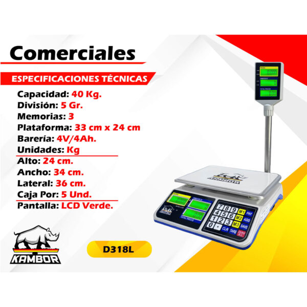 Balanza comercial D318L 40 kg 2 Balanza comercial D318L 40 kg - Image 2