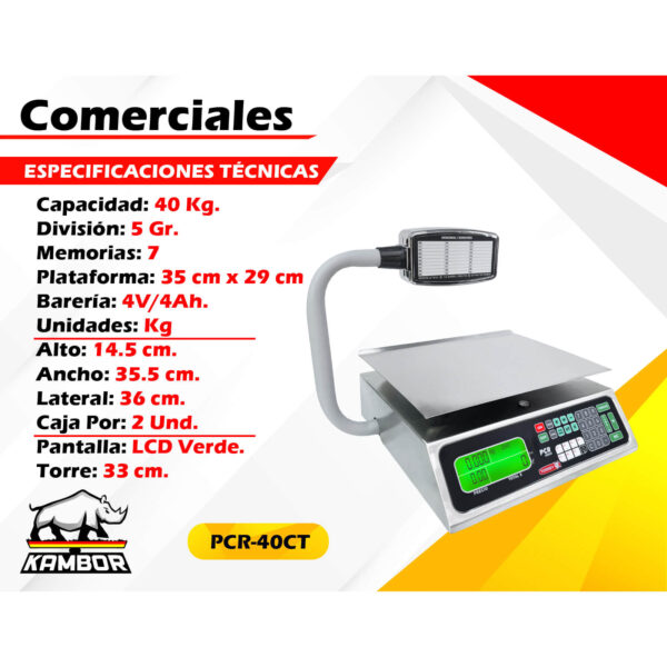 Balanza comercial de mesa PCR-40T