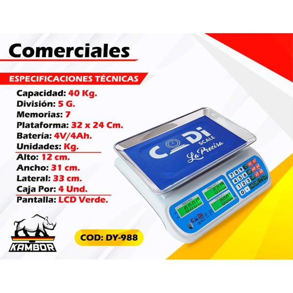 Balanza Comercial 40 kg DY-988 - Image 2