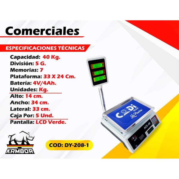 Balanza Comercial 40 kg DY-208-1 2 Balanza Comercial 40 kg DY-208-1 - Image 2