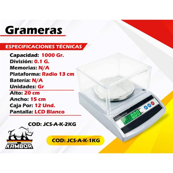 Balanza Gramera de 1000 gr JCS-A-K-1KG 2 Balanza Gramera de 1000 gr JCS-A-K-1KG - Image 2
