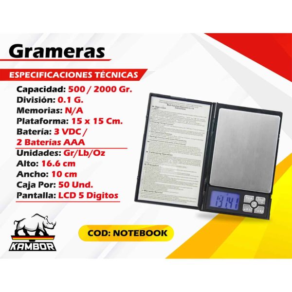 Balanza Gramera 500 gr NOTEBOOK 2 Balanza Gramera 500 gr NOTEBOOK - Image 2