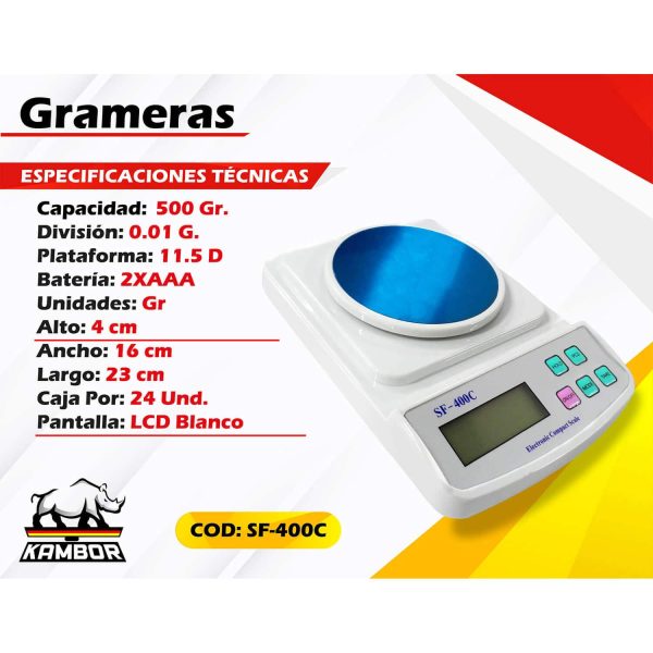 Balanza Gramera 500 gr SF-400C 2 Balanza Gramera 500 gr SF-400C - Image 2