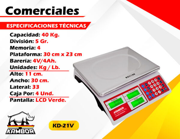 Balanza comercial 40 kg kd-21